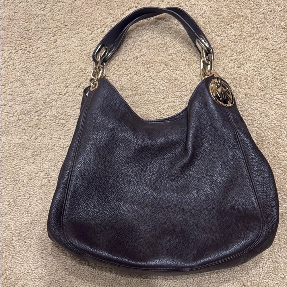 Michael Kors Brown Hobo Bag with Textured Leather Finish